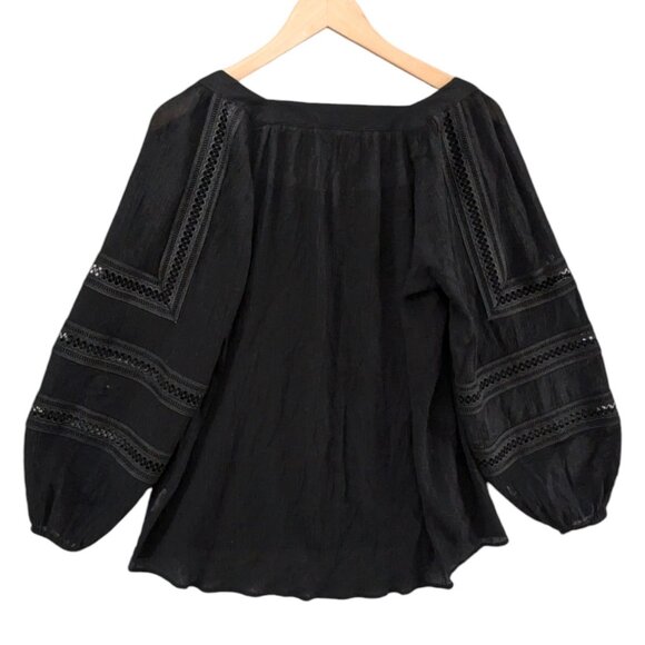 Express Square Neck Blouse Womens Black Long Balloon Sleeve Pullover Top Size S - Picture 2 of 10